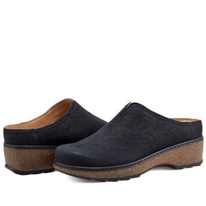 NEW IN BOX Kolia Round Toe Slip-on Casual Clogs Mules Leather Cork Black Sz 7M